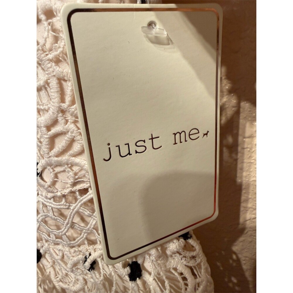 Just Me Cream Eyelet Lace Tiered Midi Dress - Picture 6 of 11